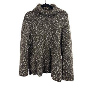 Women’s Chico’s 2XL Wool Brown & White Knit Turtleneck Sweater